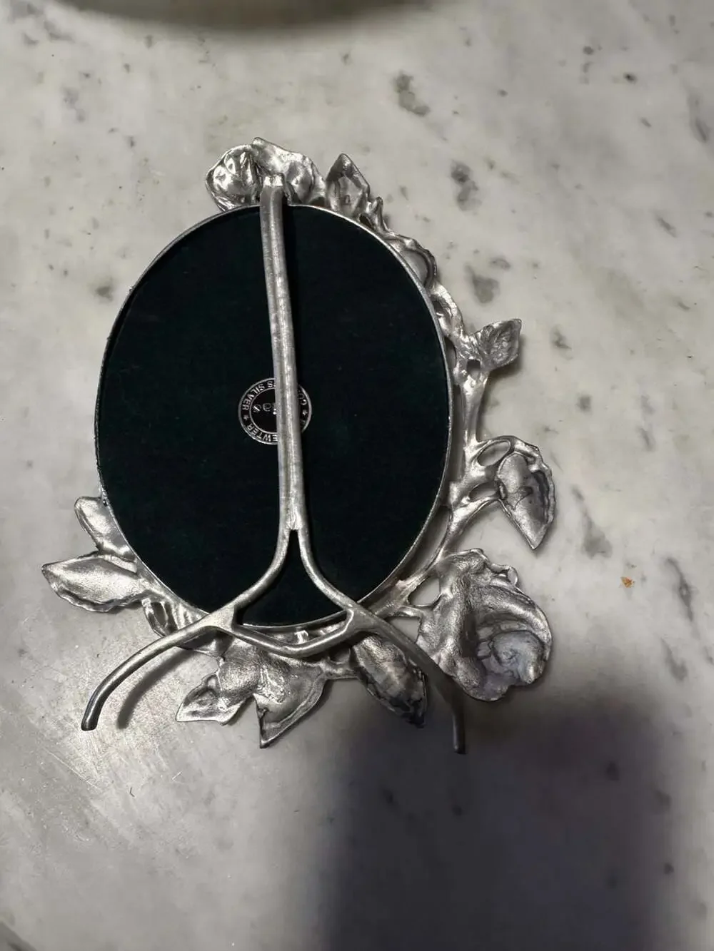 Elias Art Nouveau Fine Pewter Rose Floral Oval Picture Frame Silver